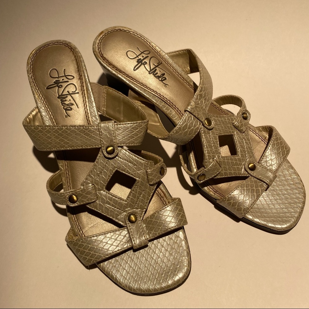 Life Stride Gold Sandals